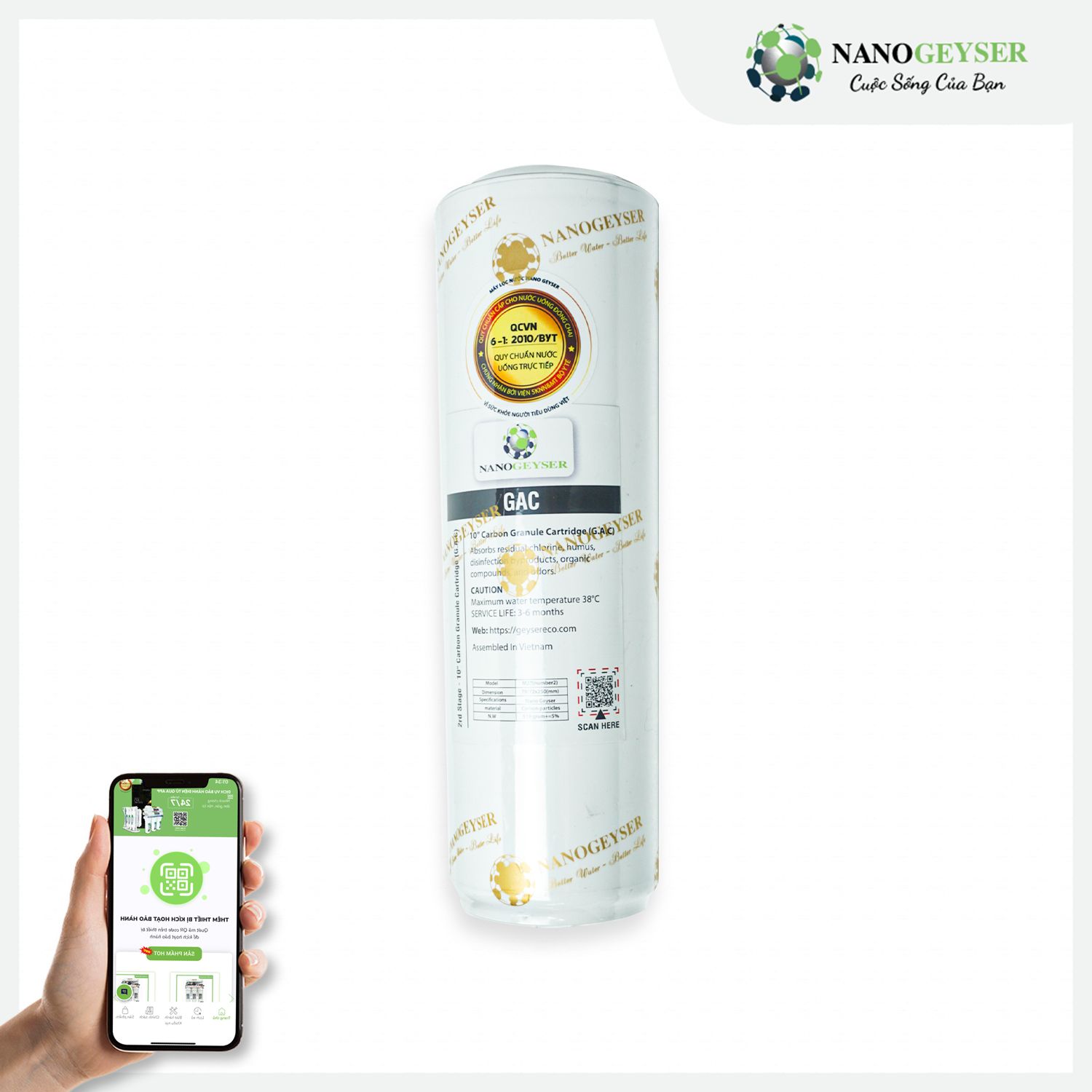 Lõi than GAC dạng xốp Nano Geyser